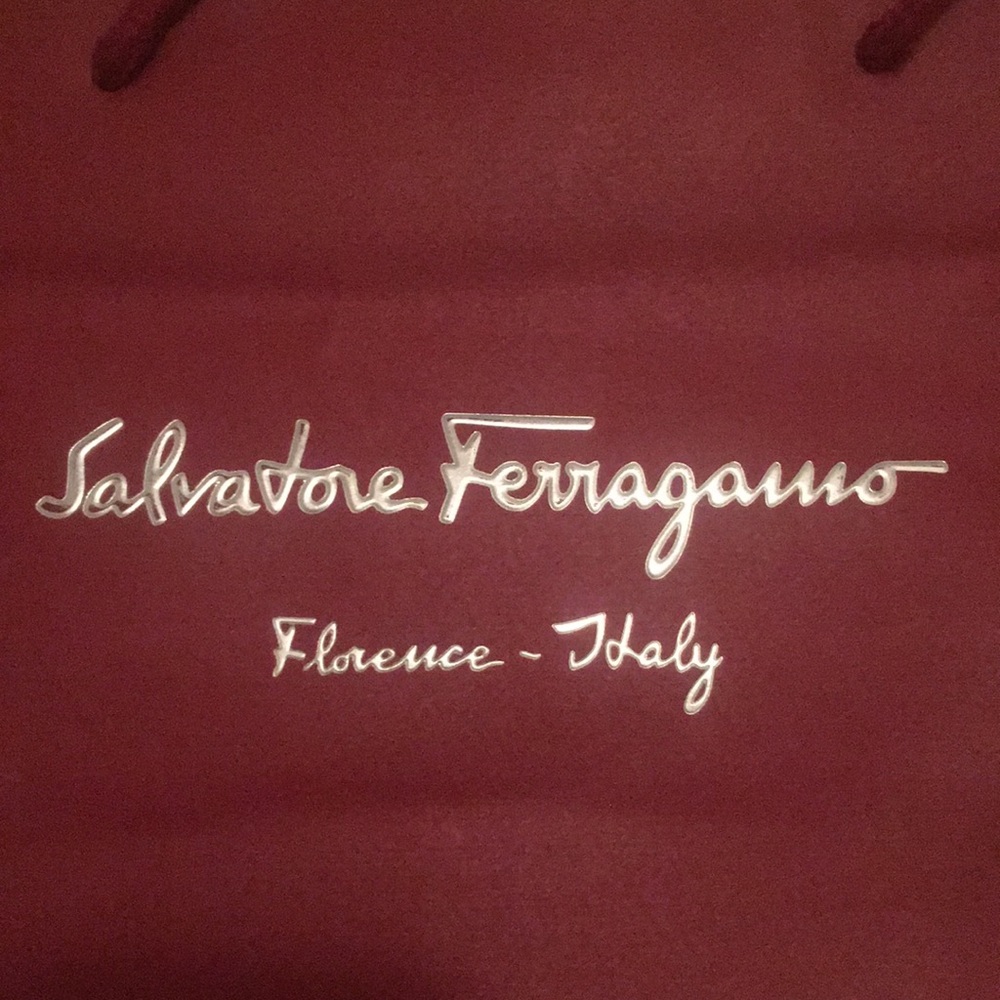 Authentic Salvatore Ferragamo Red Paper Shopping Gift Bag Luxury Packaging 11x8